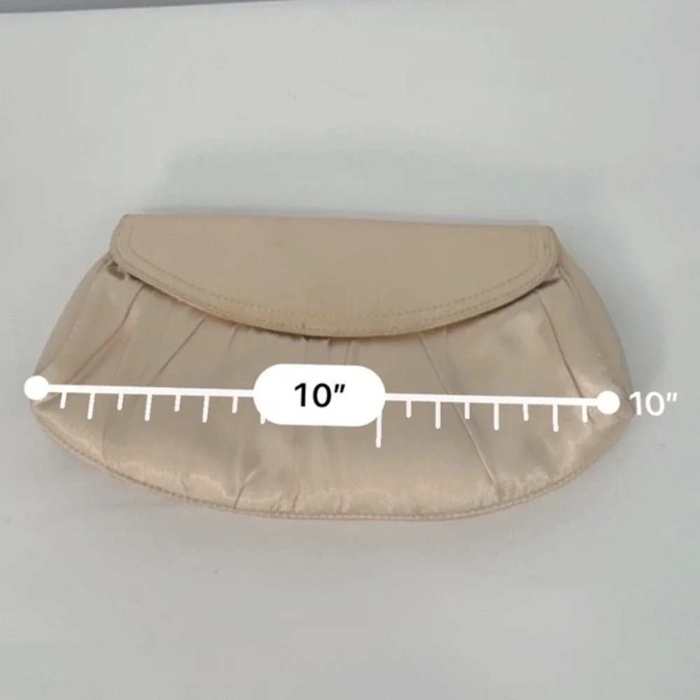 La‎ Regale Champagne Satin Evening Clutch Shoulder Bag Wedding Formal 25-03